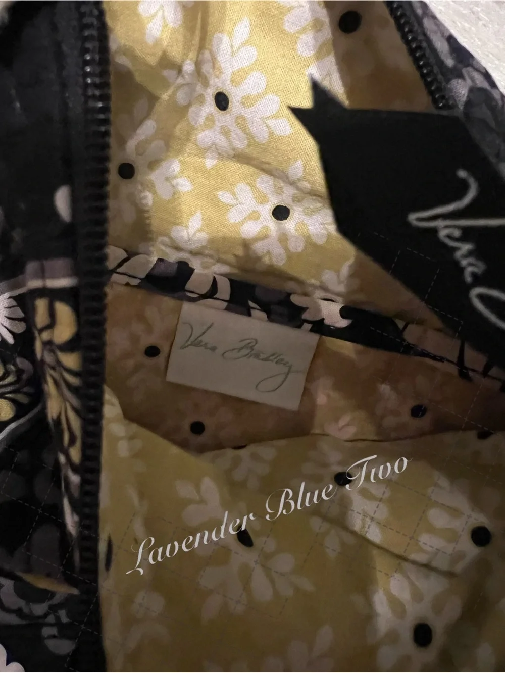 VERA BRADLEY Baroque 2008 Zipper Hipster Crossbody Black Yellow Y2K Floral
